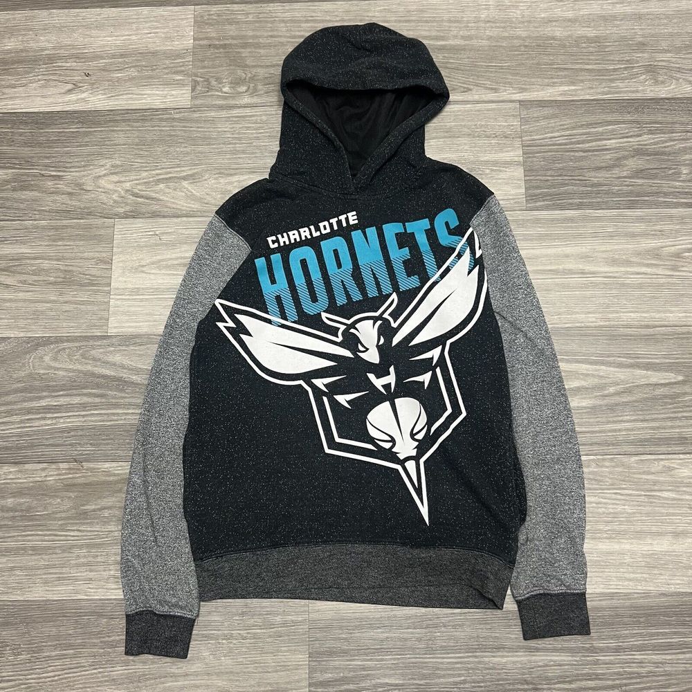 NBA Charlotte Hornets Hoodie Sweatshirt Adult Small Basketball White Gray Teal